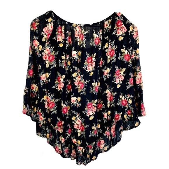 RALPH LAUREN DENIM & SUPPLY Black Red Floral Ruffle Blouse Top – Medium - Picture 9 of 12